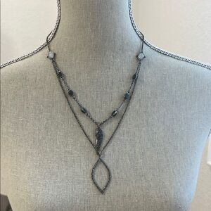 Lucky brand Elegant Silver wing Necklace with Black Accents